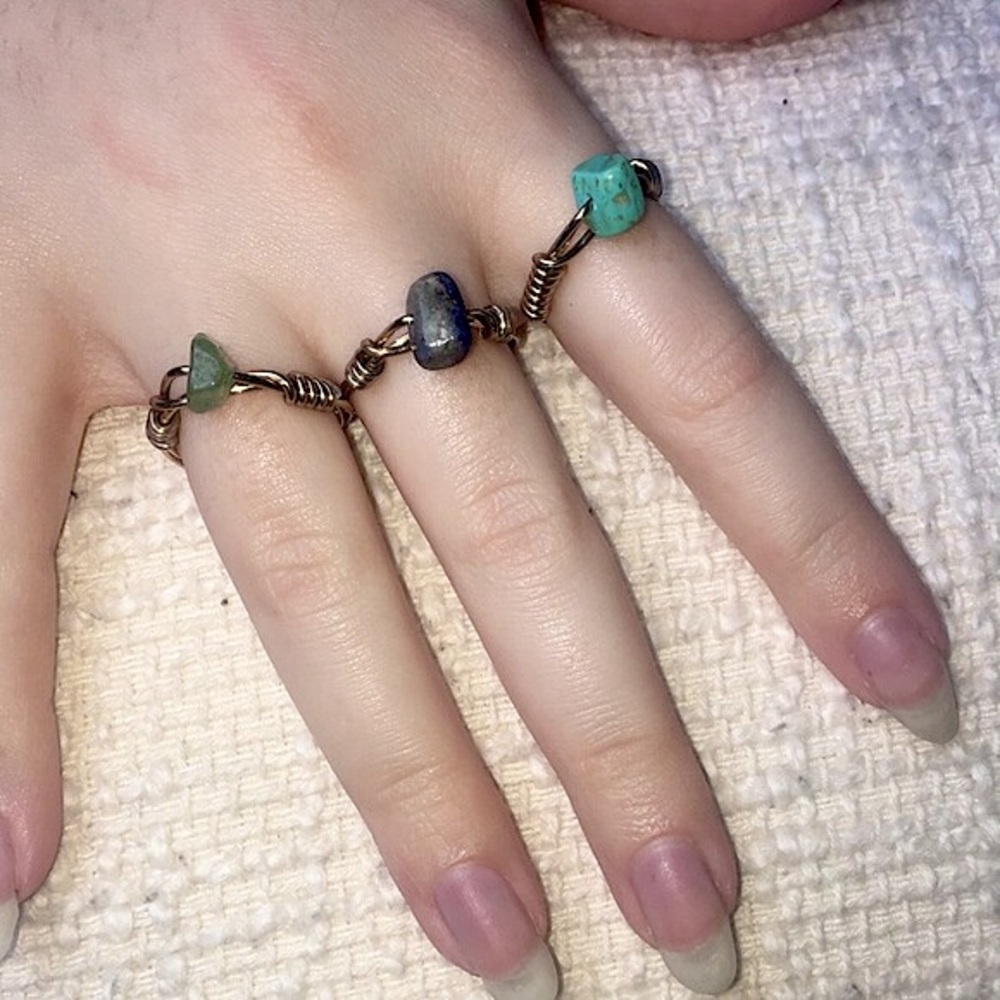 Handmade Wire Rings w/ Crystal Beads